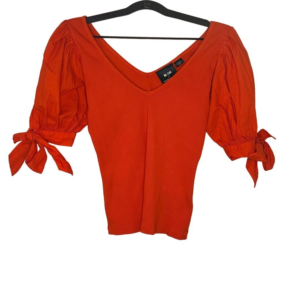 Women's Red Puff Sleeve Top